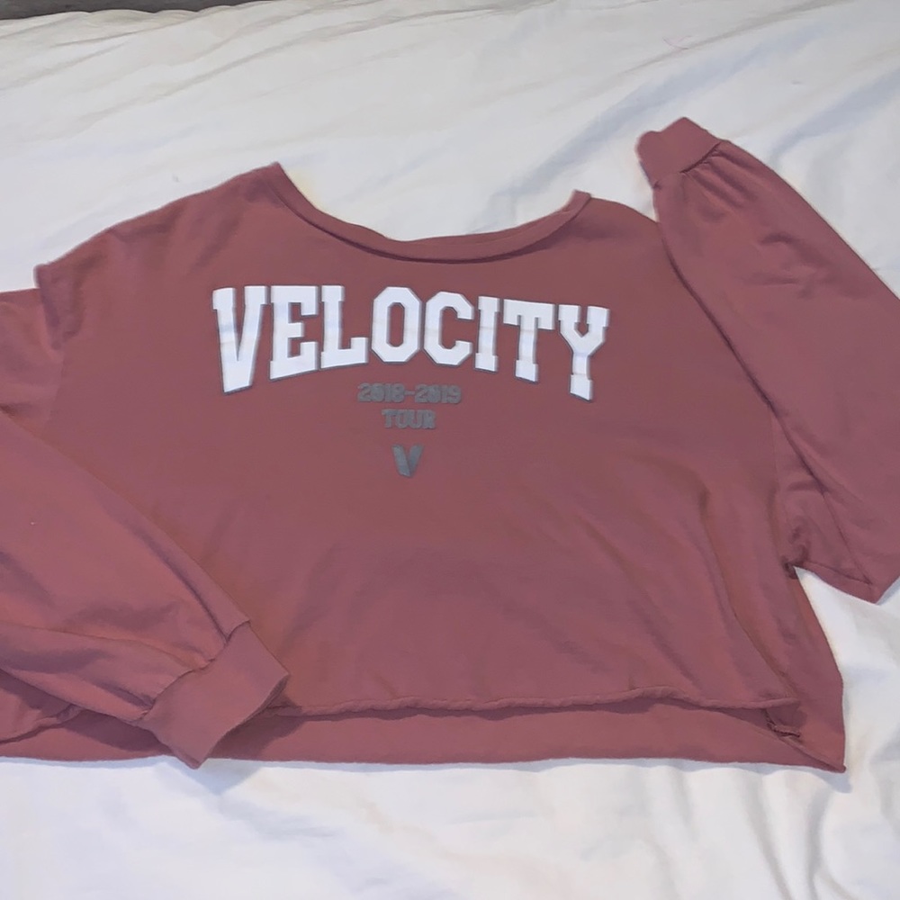 pink velocity crop top shirt